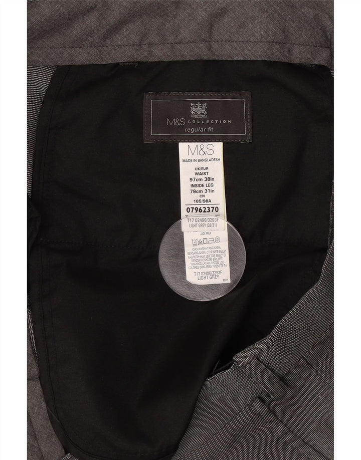 Ανδρικό παντελόνι με κανονική εφαρμογή Marks & Spencer W38 L31 Grey Polyester