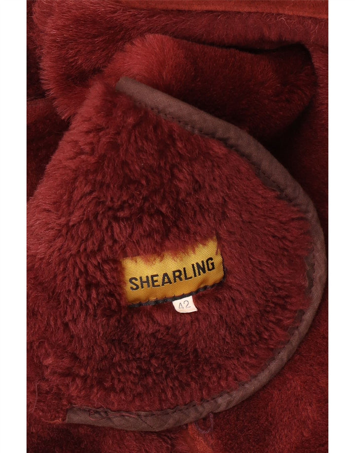 Vintage Γυναικείο Shearling Jacket IT 42 Medium Burgundy Shearling