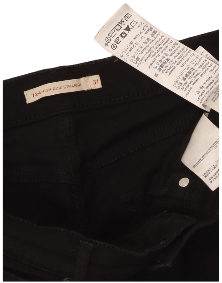 LEVI'S Γυναικείο 724 ψηλό ίσιο τζιν W31 L31 μαύρο βαμβακερό
