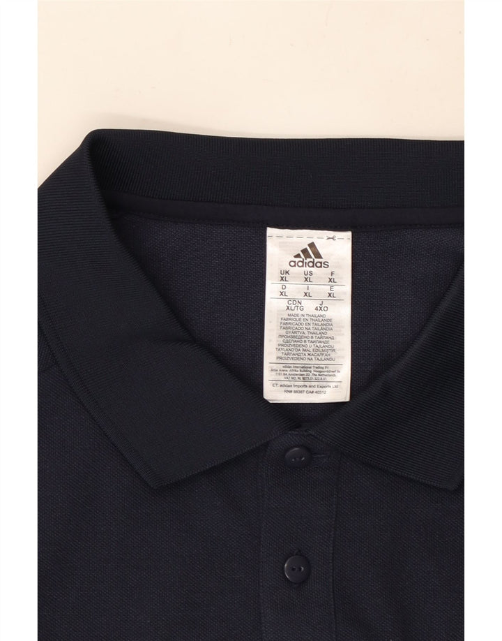 Ανδρικό μπλουζάκι πόλο ADIDAS XL Navy Blue ριγέ βαμβακερό