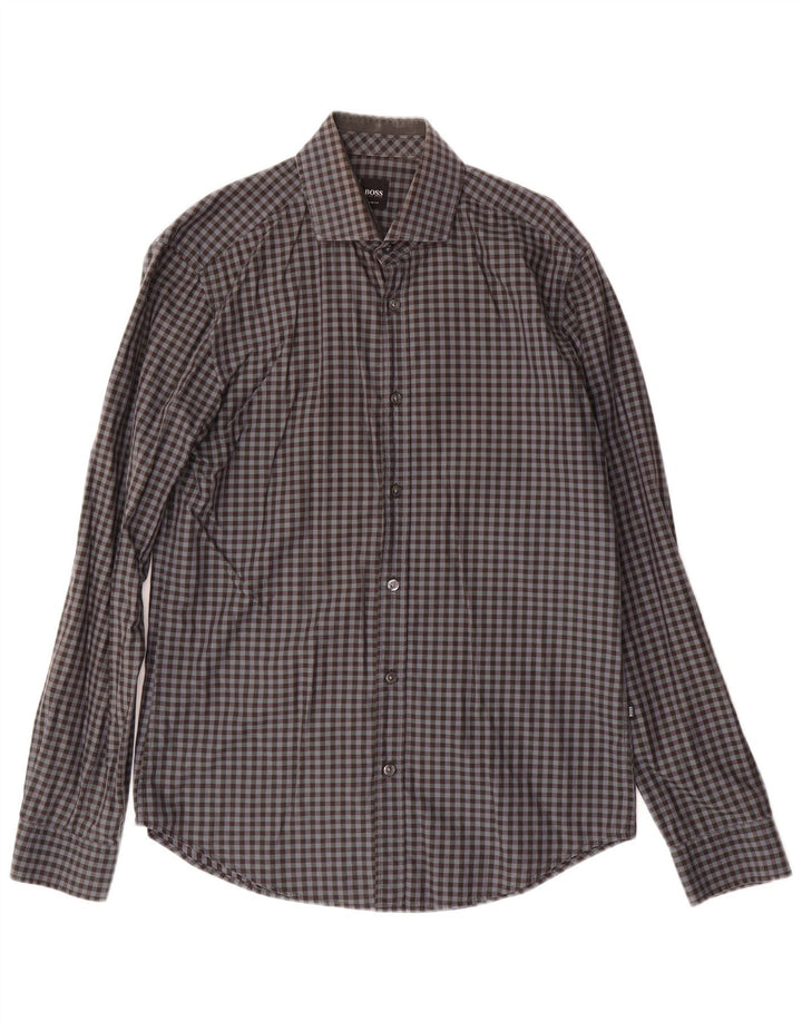 Ανδρικό πουκάμισο HUGO BOSS Slim Fit Medium Grey Gingham