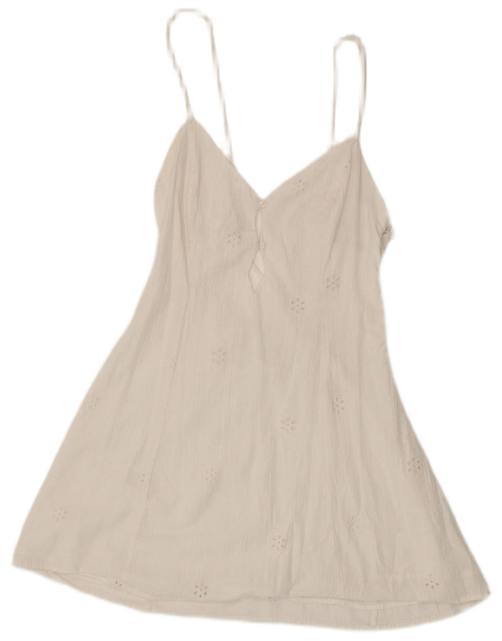 ZARA Γυναικείο Sundress UK 12 Medium White Floral Βαμβακερό