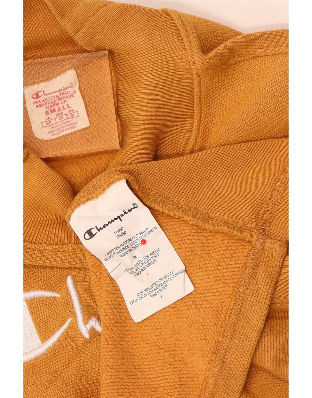 Champion Womens Graphic Oversized Φούτερ Jumper UK 10 Small Yellow