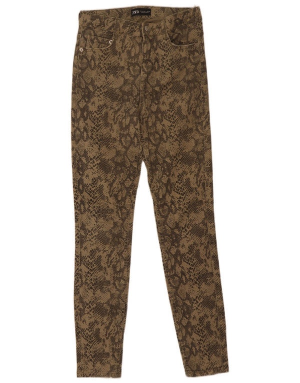 Zara Γυναικείο Skinny Jeans EU 36 XS W26 L28 Khaki Animal Print