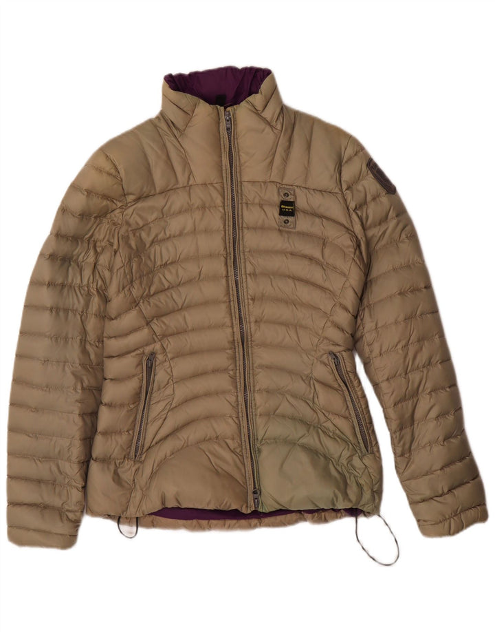 Blauer Γυναικείο μπουφάν UK 10 Small Beige Nylon