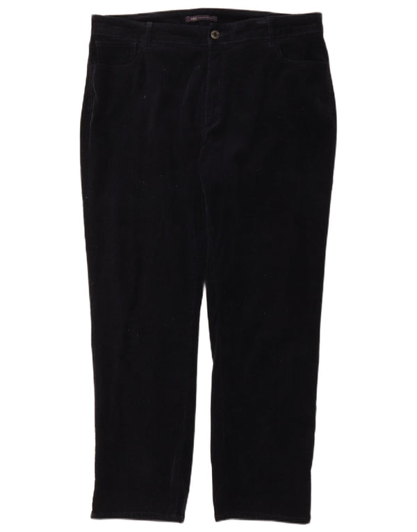 Marks & Spencer Womens Corduroy Trousers UK 16 Large W36 L27 Navy Blue