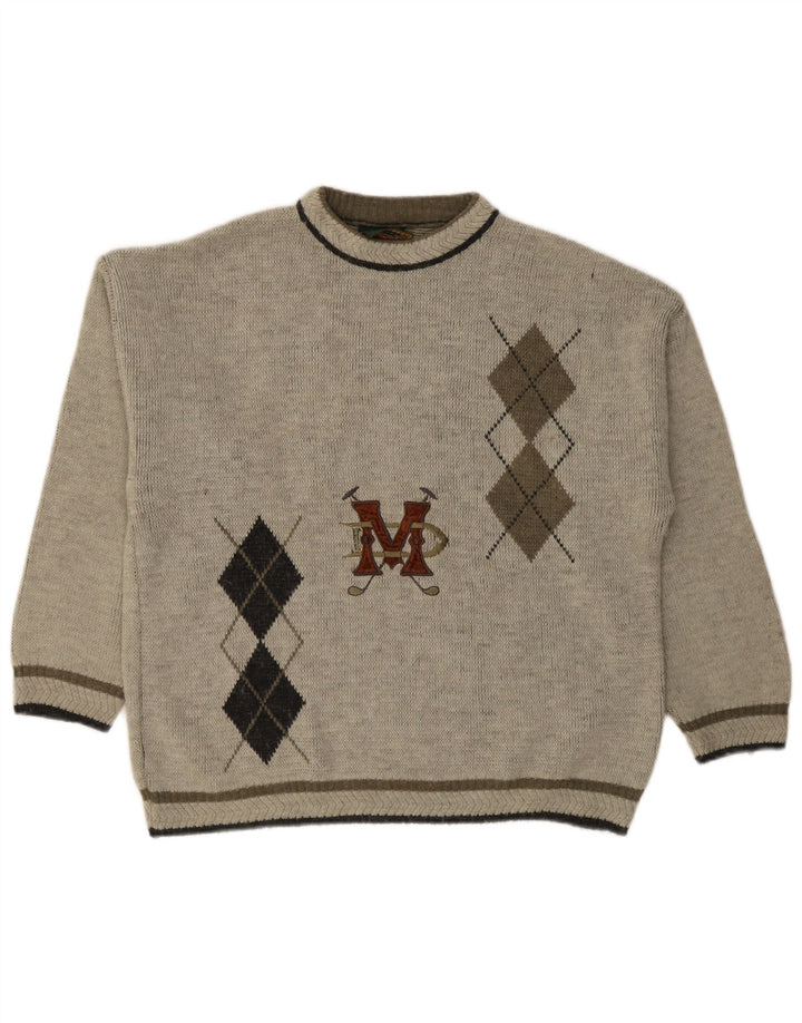 Ανδρικό Iceland Graphic Crew Neck Jumper πουλόβερ XL Grey Argyle/Diamond Wool