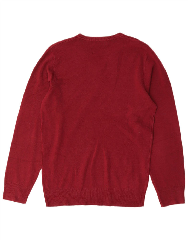 Ανδρικό πουλόβερ Marks & Spencer Blue Harbor με λαιμόκοψη με λαιμόκοψη, μικρό κόκκινο ακρυλικό
