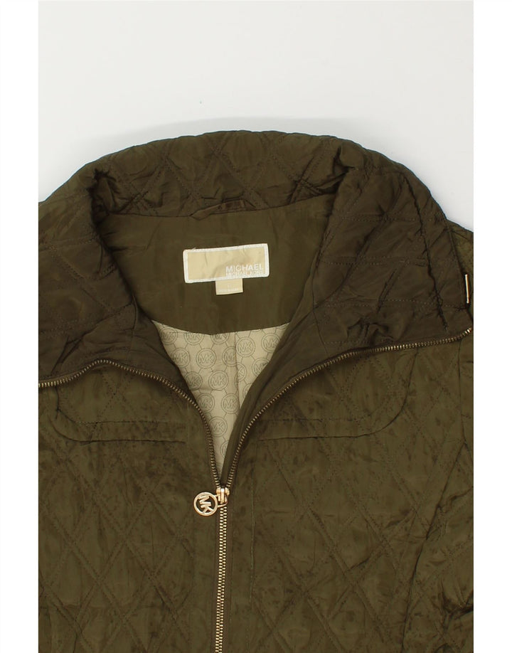 MICHAEL KORS Womens Quilted Jacket UK 14 Large Khaki Polyester Vintage Michael Kors and Second-Hand Michael Kors from Messina Hembry 