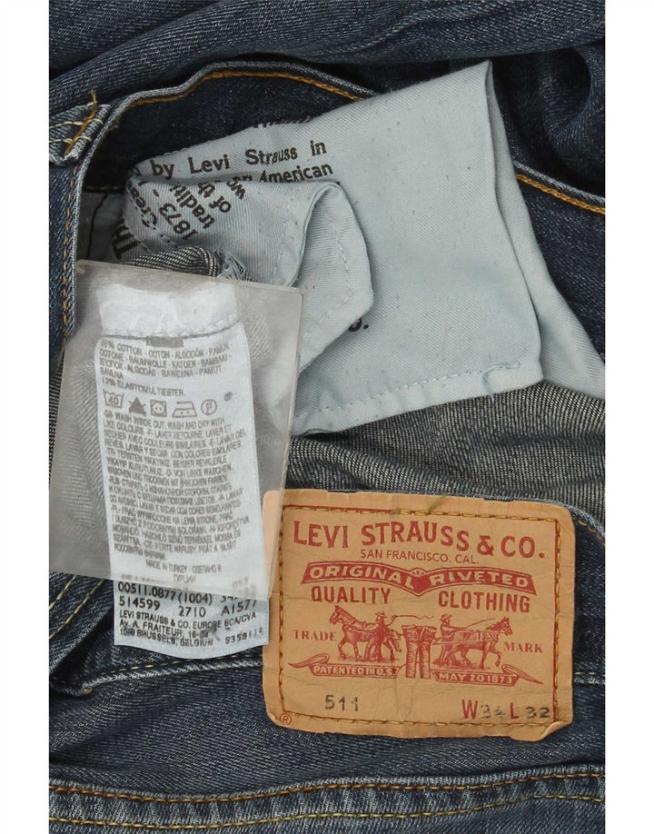 Levi's Womens 511 Slim Jeans W34 L32 Blue Cotton