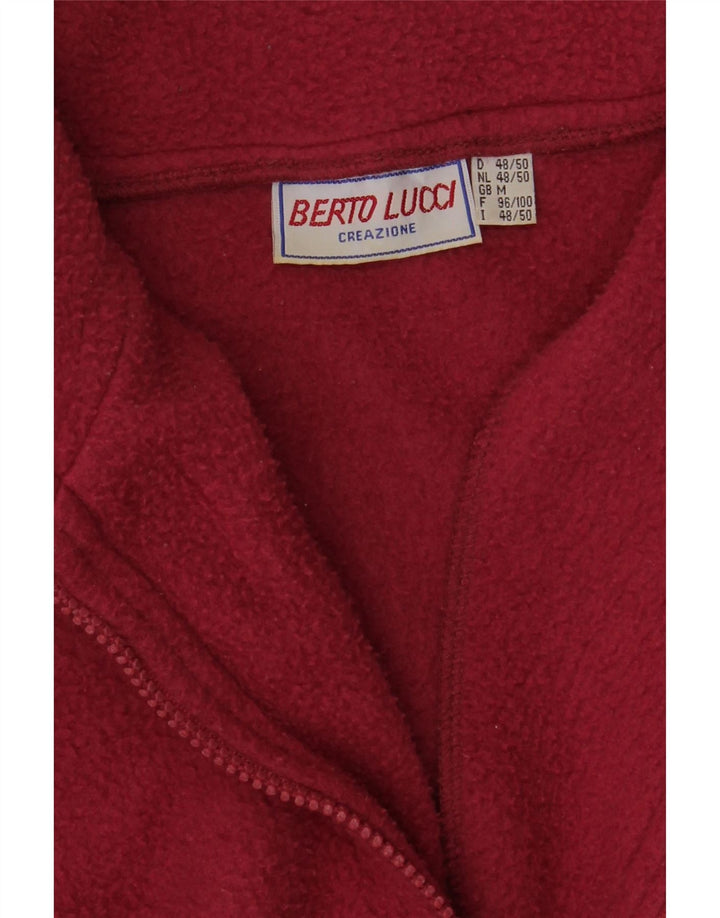 BERTO LUCCI Mens Zip Neck Fleece Jumper Medium Pink Polyester Vintage Berto Lucci and Second-Hand Berto Lucci from Messina Hembry 