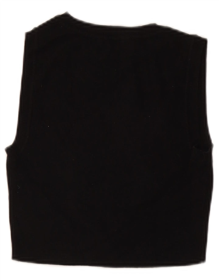 Zara Γυναικείο Αμάνικο Crop Top UK 12 Medium Black Viscose