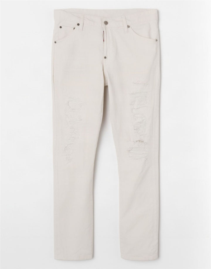 Ανδρικό Dsquared2 Distressed Slim Jeans W36 L28 Λευκό βαμβακερό