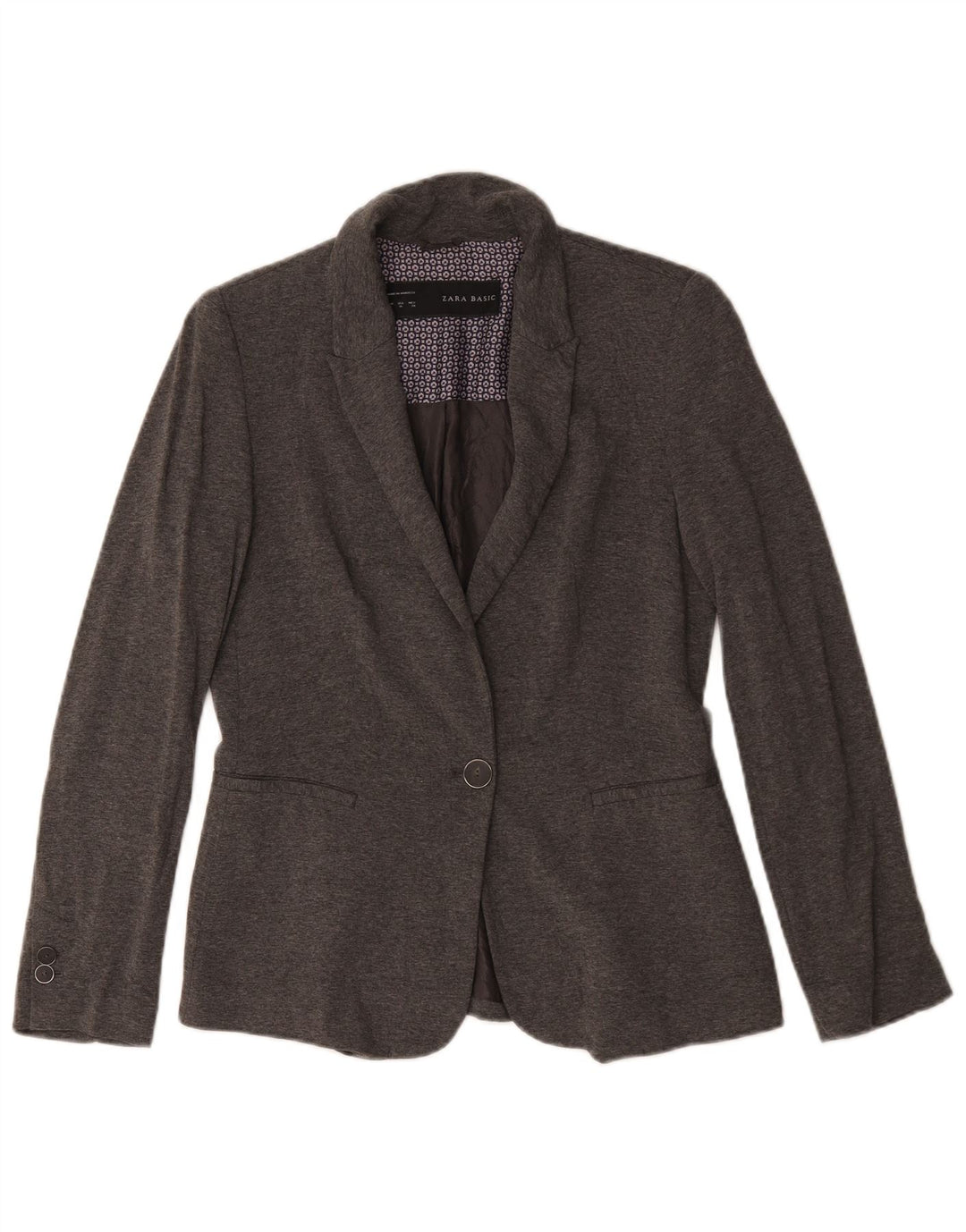 Zara Γυναικείο Μπουφάν 1 Κουμπί Blazer UK 14 Medium Grey Acetate