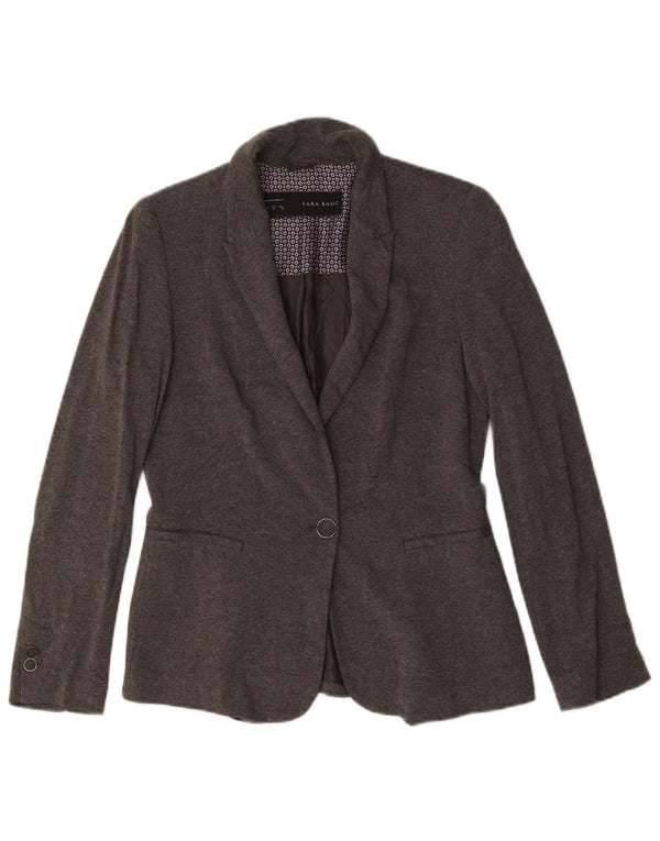 Zara Γυναικείο Μπουφάν 1 Κουμπί Blazer UK 14 Medium Grey Acetate