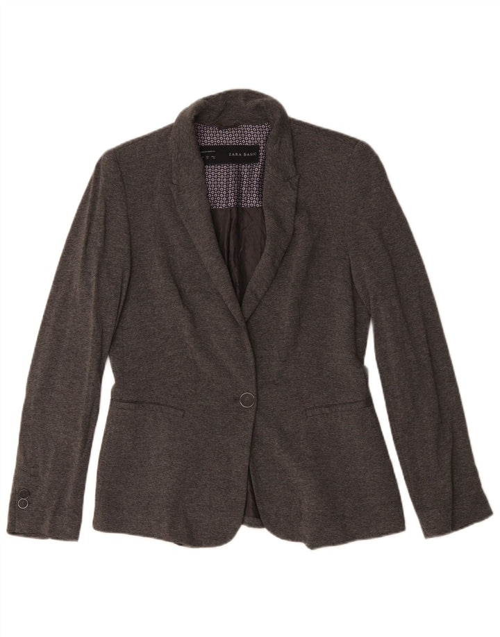 Zara Γυναικείο Μπουφάν 1 Κουμπί Blazer UK 14 Medium Grey Acetate