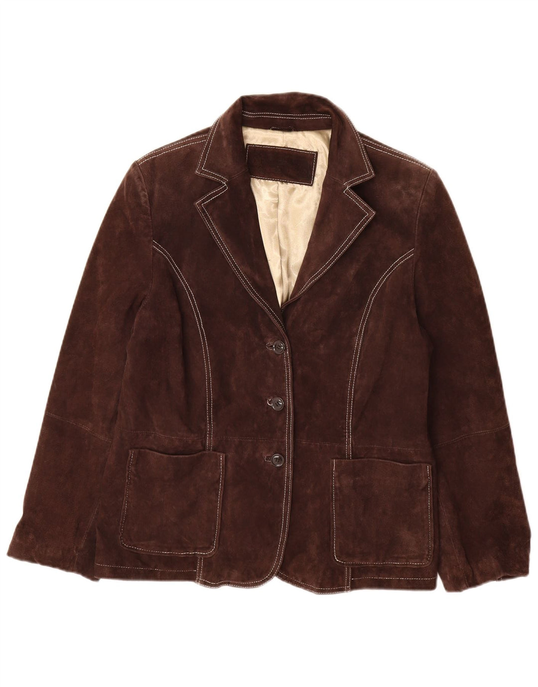 Yessica Γυναικείο Μπουφάν με 3 κουμπιά Suede Blazer EU 46 XL Δερμάτινο καφέ