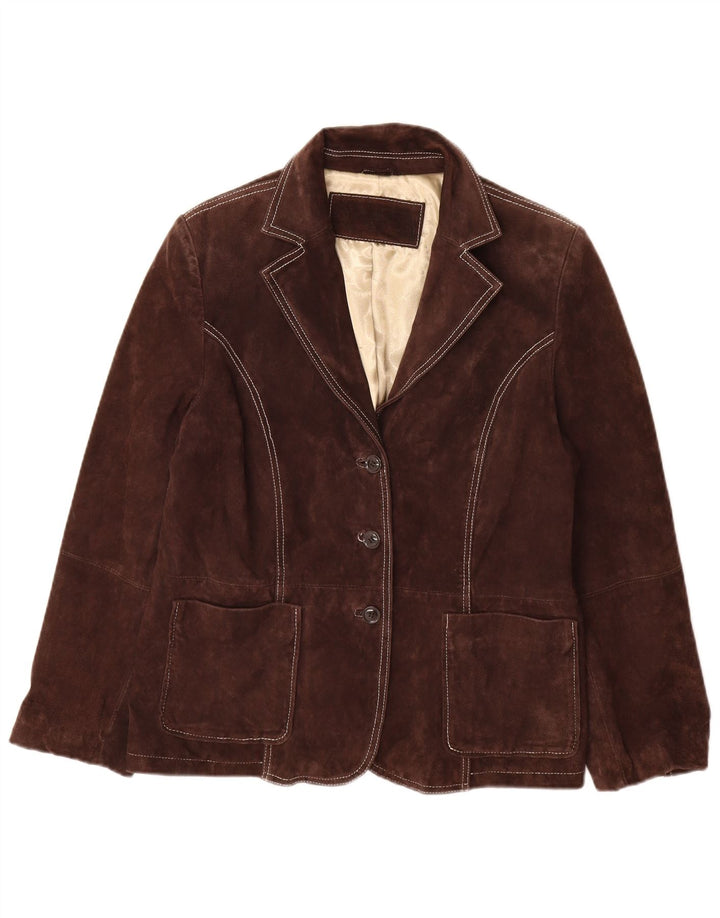 Yessica Γυναικείο Μπουφάν με 3 κουμπιά Suede Blazer EU 46 XL Δερμάτινο καφέ