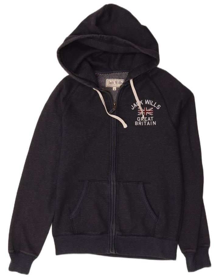Jack Wills Ανδρικό πουλόβερ με κουκούλα με φερμουάρ, μεσαίο μπλε βαμβακερό