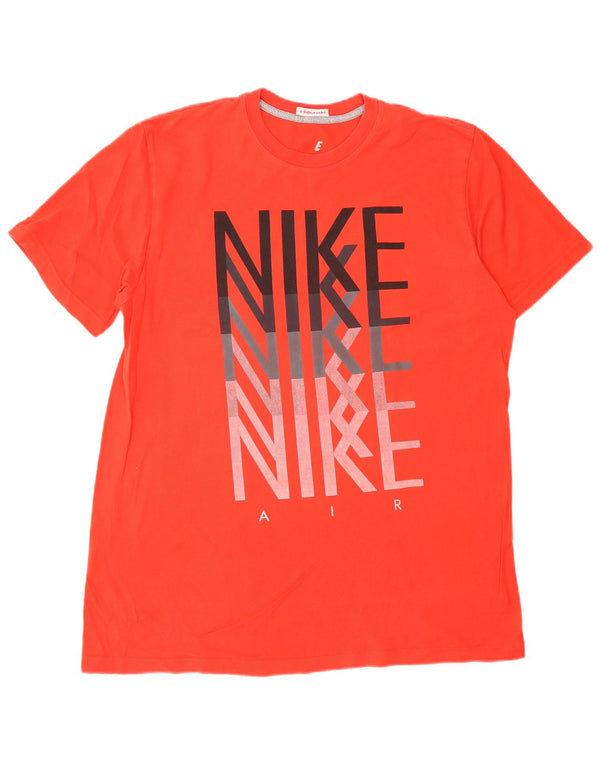 Ανδρικό γραφικό T-Shirt NIKE Top μεγάλο κόκκινο βαμβακερό