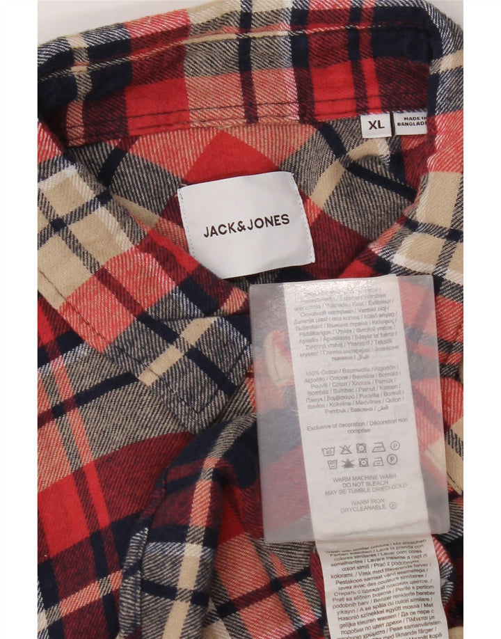 Jack & Jones Ανδρικό φανελένιο πουκάμισο XL Navy Blue Check Cotton