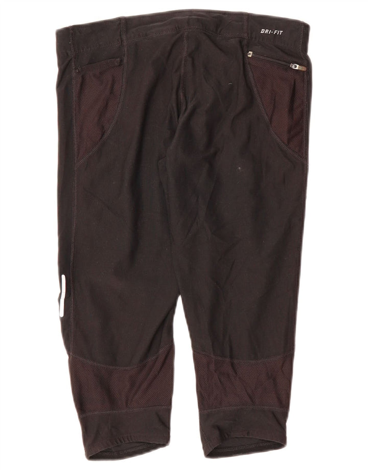 Γυναικεία NIKE Dri Fit Capri φόρμα παντελόνια UK 12 μεσαίου μαύρου πολυεστέρα