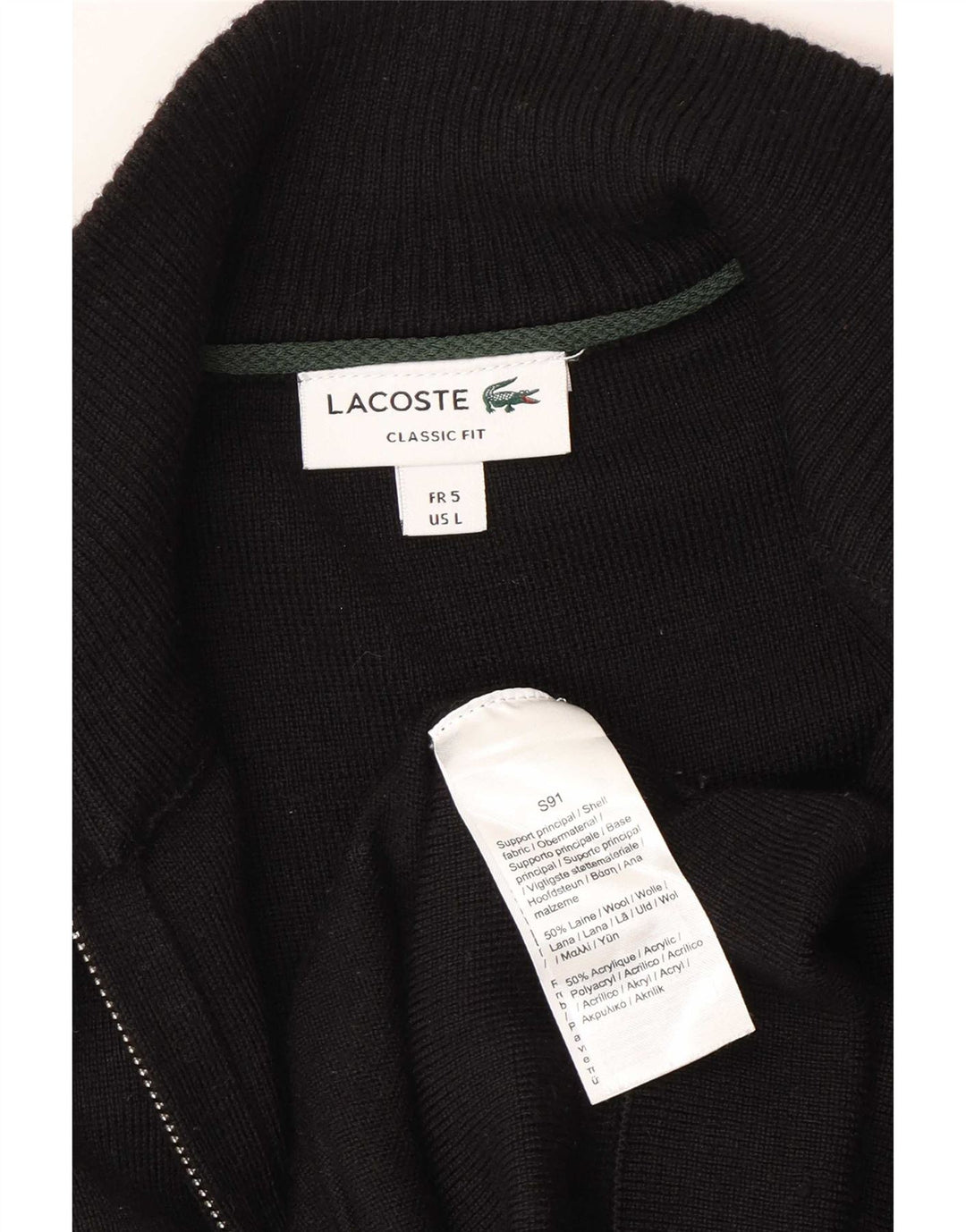 Ανδρικό πουλόβερ ζακέτα Lacoste Classic Fit Μέγεθος 5 Μεγάλο Μαύρο Μαλλί