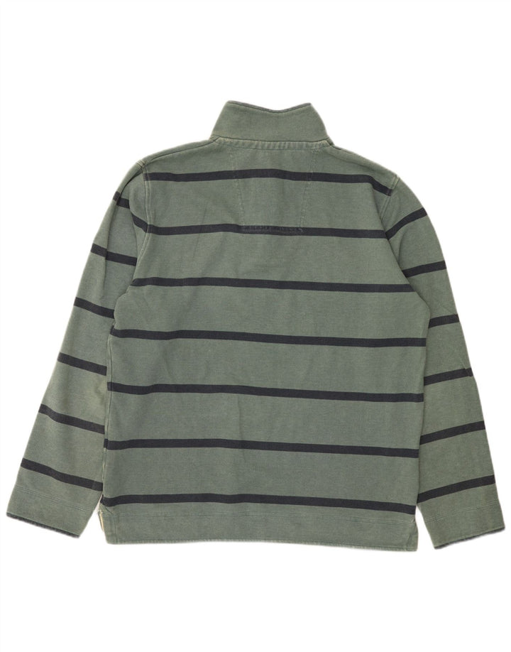 J. Crew Ανδρικό φούτερ με φερμουάρ, βαμβακερό μεσαίο πράσινο ριγέ