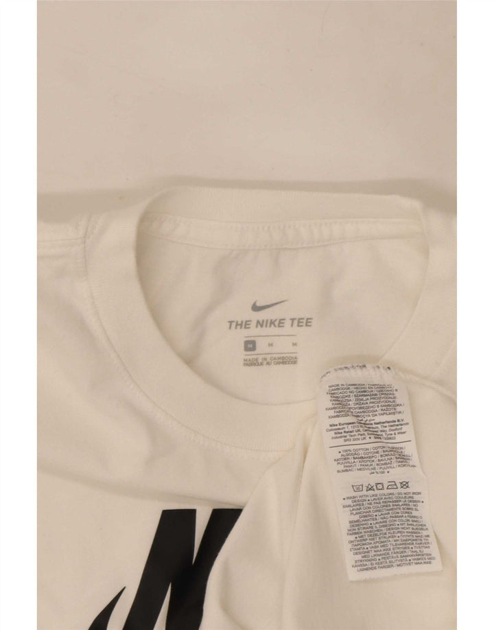Γυναικείο γραφικό μπλουζάκι Nike τοπ UK 14 μεσαίο λευκό βαμβακερό