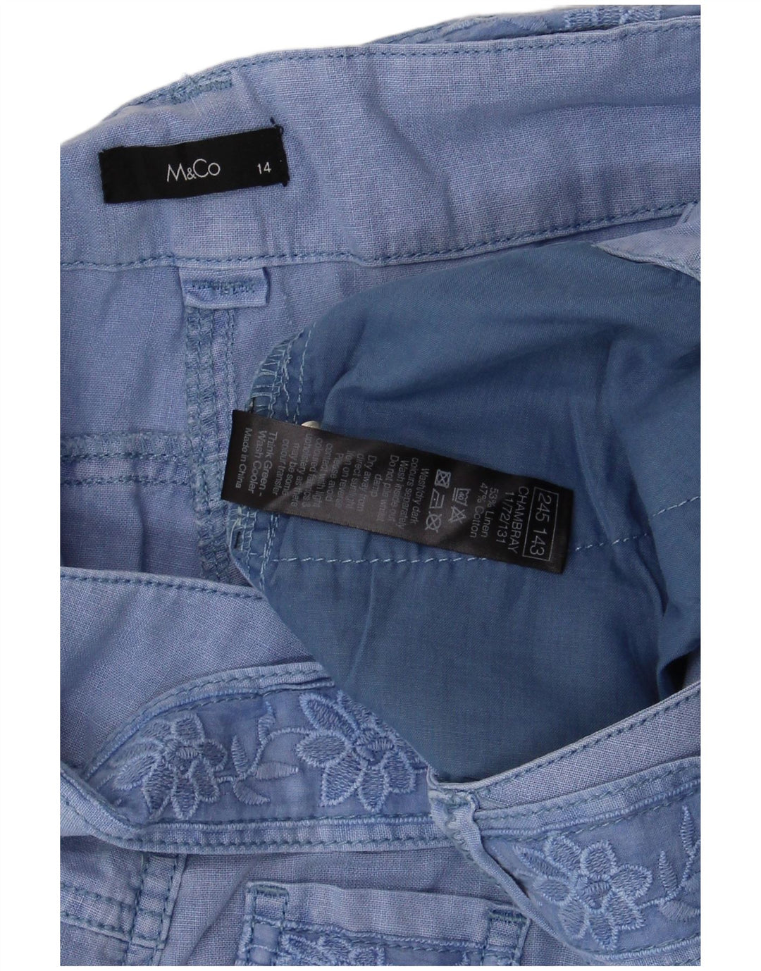 M&Co Γυναικείο Casual Σορτς UK 14 Large W34 Μπλε λινό
