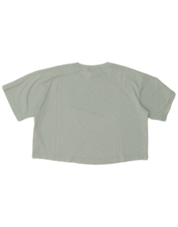 Γυναικείο Crop Graphic T-Shirt CHAMPION Top UK 14 μεσαίο τιρκουάζ βαμβάκι