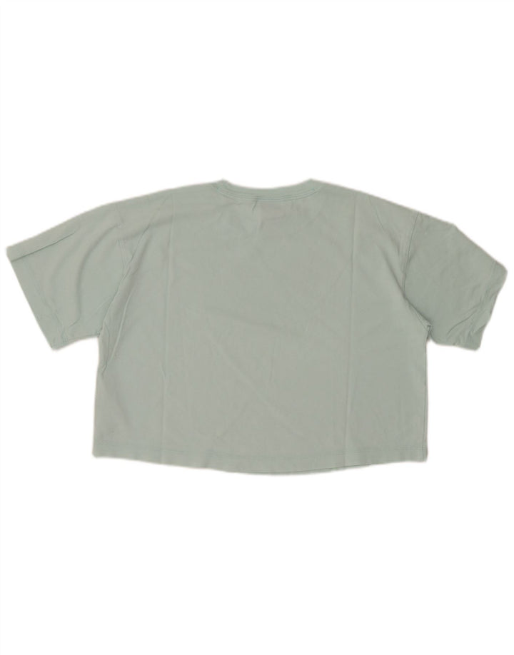 Γυναικείο Crop Graphic T-Shirt CHAMPION Top UK 14 μεσαίο τιρκουάζ βαμβάκι