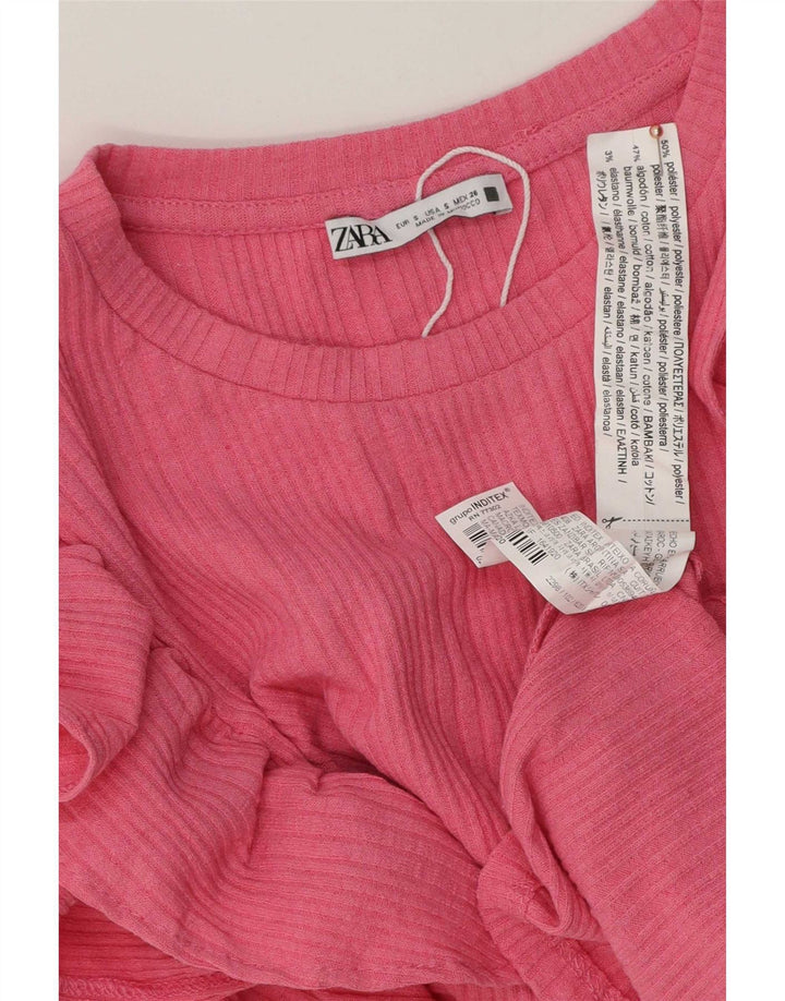 Zara Γυναικεία Μπλούζα Τοπ UK 10 Small Pink Polyester