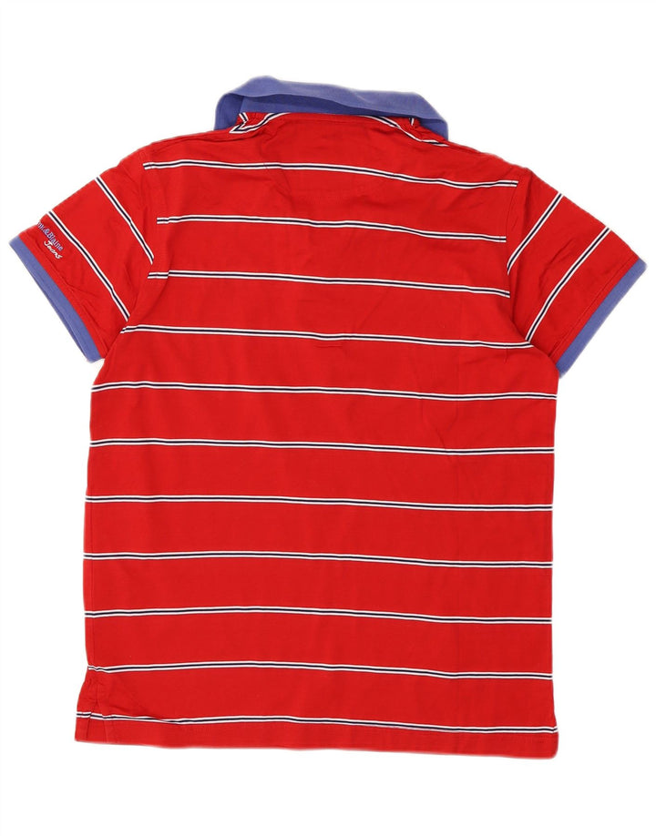 HARMONT & BLAINE Mens Polo Shirt Medium Red Striped Cotton