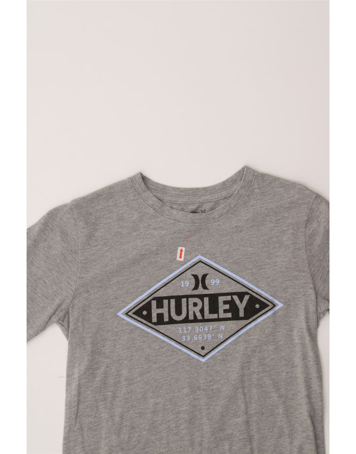 HURLEY Boys Graphic T-Shirt Top 10-11 Years Medium Grey Vintage Hurley and Second-Hand Hurley from Messina Hembry 