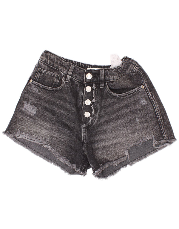 Zara Girls Denim Shorts 11-12 Years W26 Grey Cotton
