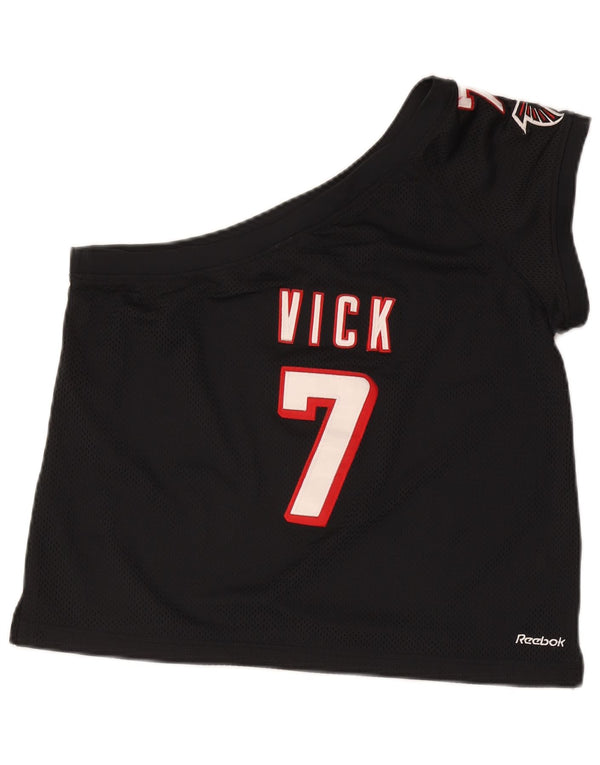 Reebok Womens Vick Atlanta Falcons Crop One Shoulder Top UK 18 XL Black