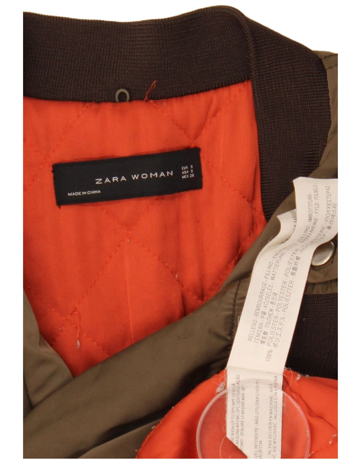 Zara Γυναικείο Bomber Jacket UK 10 Small Khaki Polyester