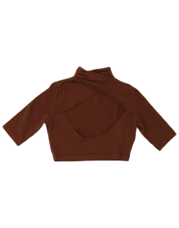 Puma Γυναικείο Crop Top UK 10 Small Brown Βαμβακερό
