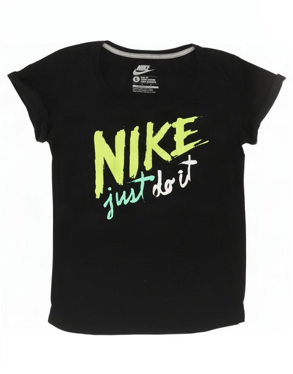 Γυναικείο γραφικό μπλουζάκι Nike 14 μεγάλο μαύρο βαμβακερό τοπ UK