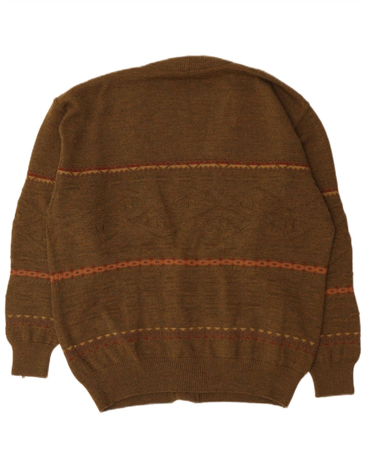 Vintage Ανδρική Ζακέτα πουλόβερ 2XL Χακί Γεωμετρικό Πολυακρυλικό