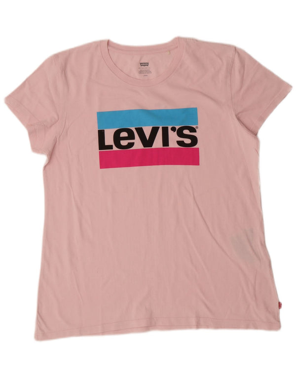 Γυναικείο γραφικό T-Shirt Levi's Top UK 16 Large Pink