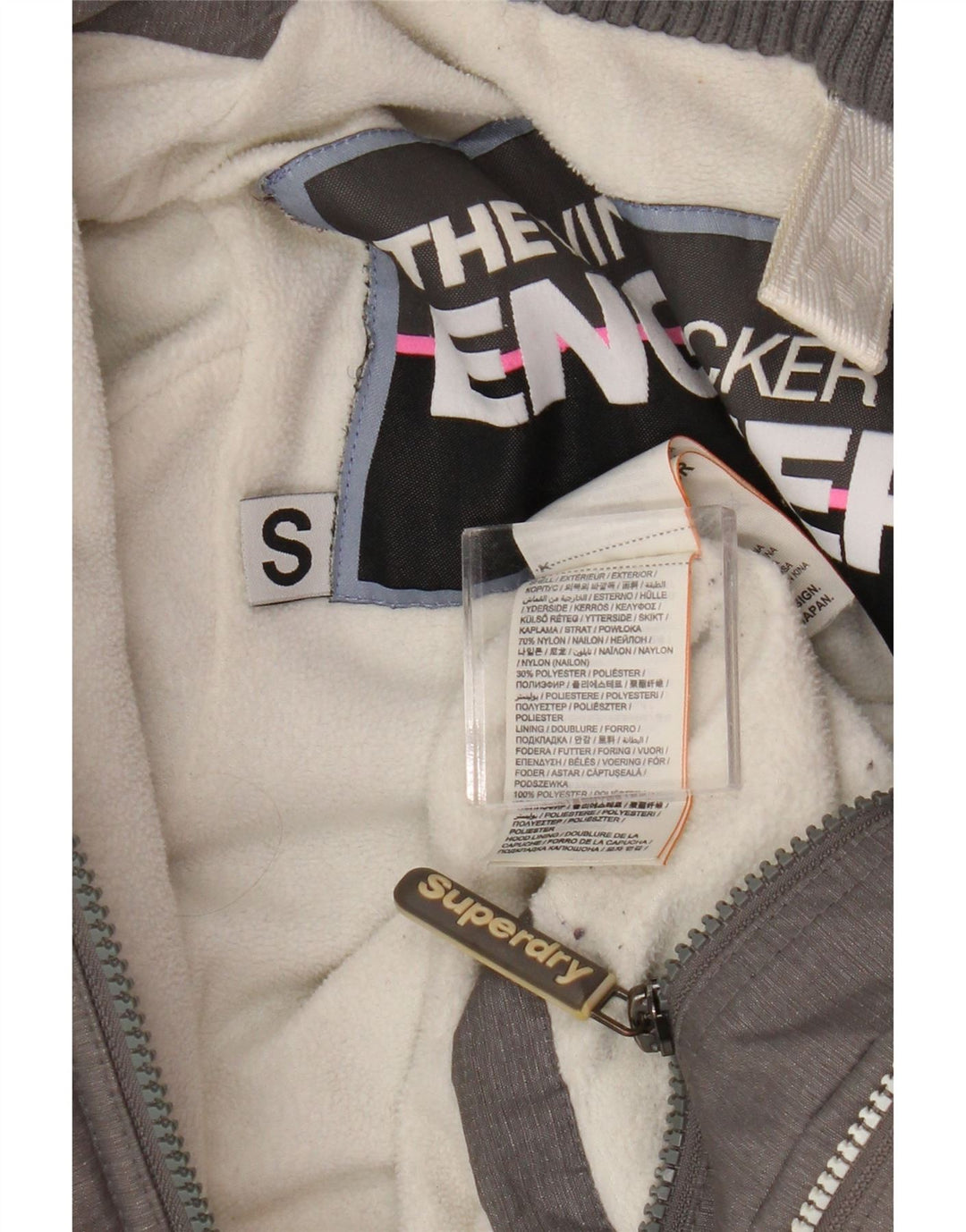 Superdry Γυναικείο Μπουφάν Windattacker Graphic Windbreaker UK 10 Small Grey