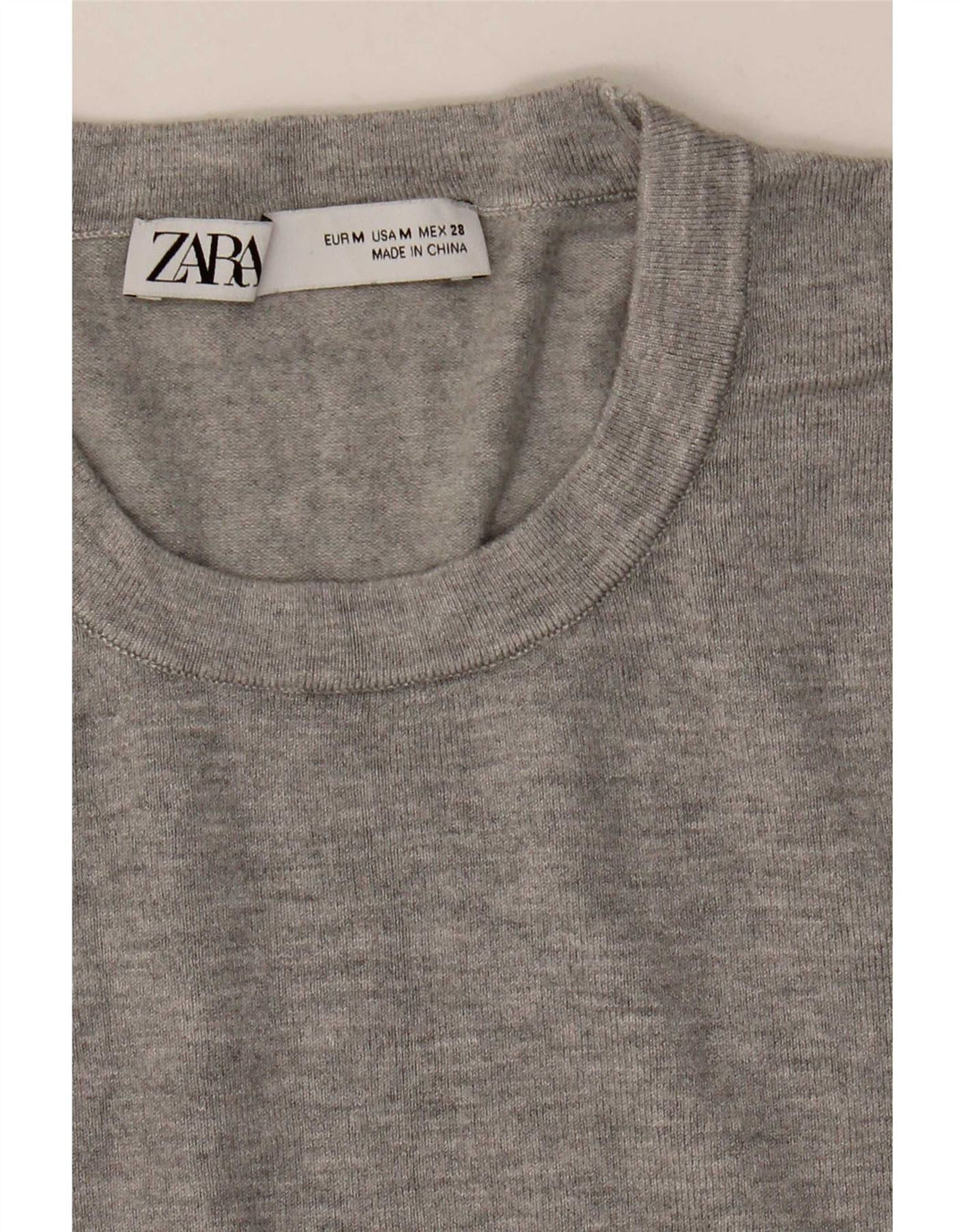 Zara Γυναικείο πουλόβερ με λαιμόκοψη UK 12 Medium Grey