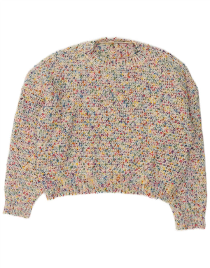 Dazy Womens Crop Crop Neck Jumper πουλόβερ UK 14 Medium Πολύχρωμο