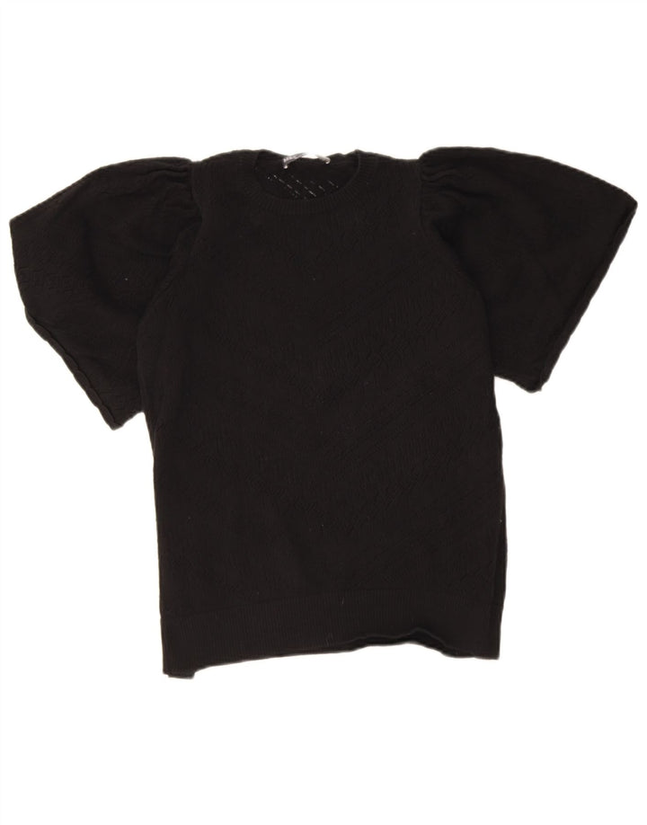 Marks & Spencer Γυναικείο πουλόβερ με λαιμόκοψη UK 10 Small Black Geometric