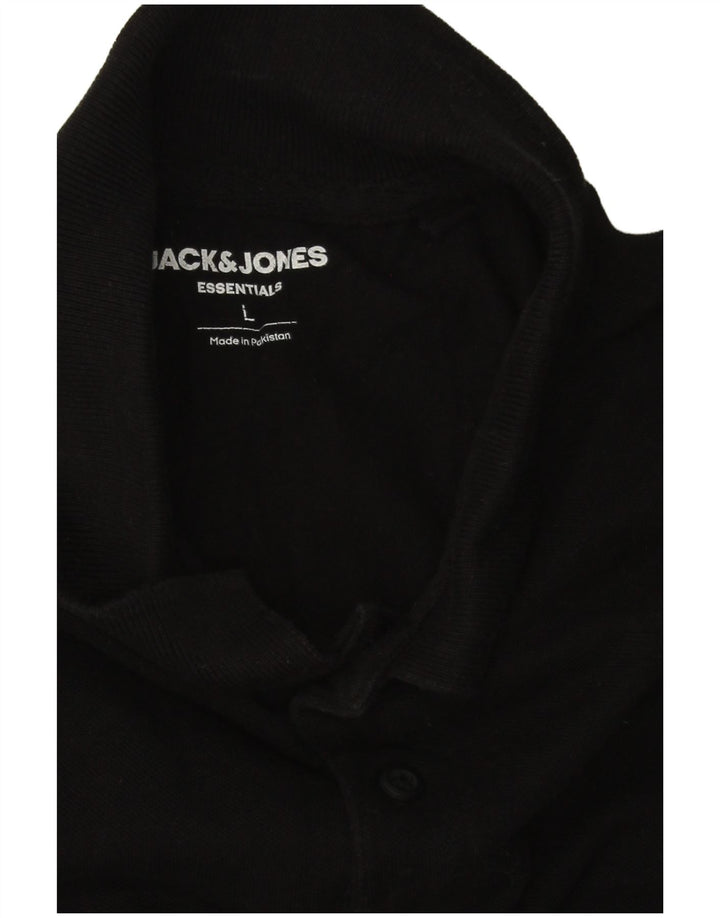 Ανδρικό μπλουζάκι πόλο Jack & Jones, μεγάλο μαύρο βαμβακερό