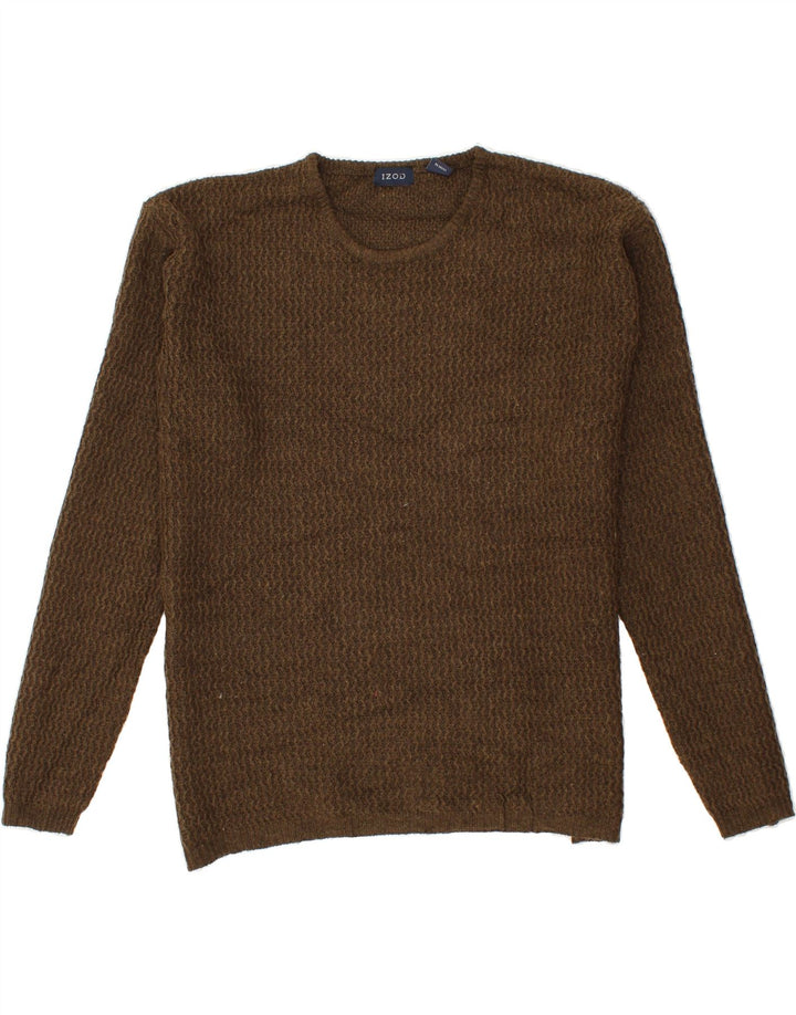 IZOD Mens Crew Neck Jumper Sweater Large Brown Acrylic Vintage Izod and Second-Hand Izod from Messina Hembry 