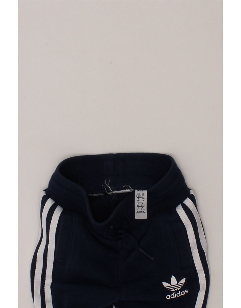 ADIDAS Baby Boys Joggers Tracksuit Trousers 0-3 Months Navy Blue Vintage Adidas and Second-Hand Adidas from Messina Hembry 