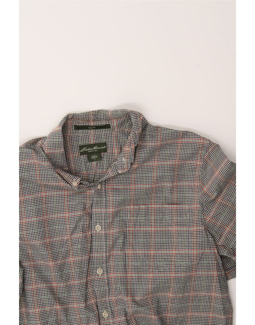 EDDIE BAUER Mens Seattle Slim Fit Shirt XL Blue Check Cotton Vintage Eddie Bauer and Second-Hand Eddie Bauer from Messina Hembry 